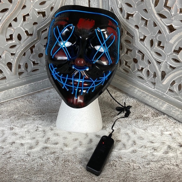 NWT! Purge mask black red blue LED light up Halloween costume trick or treat - Picture 1 of 8